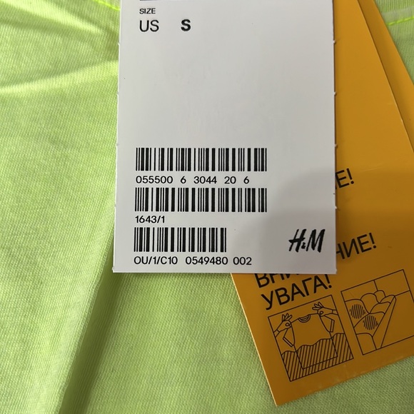 H&M Divided Crop Jersey T-Shirt Top Neon Green Yellow Size Small - Picture 7 of 7